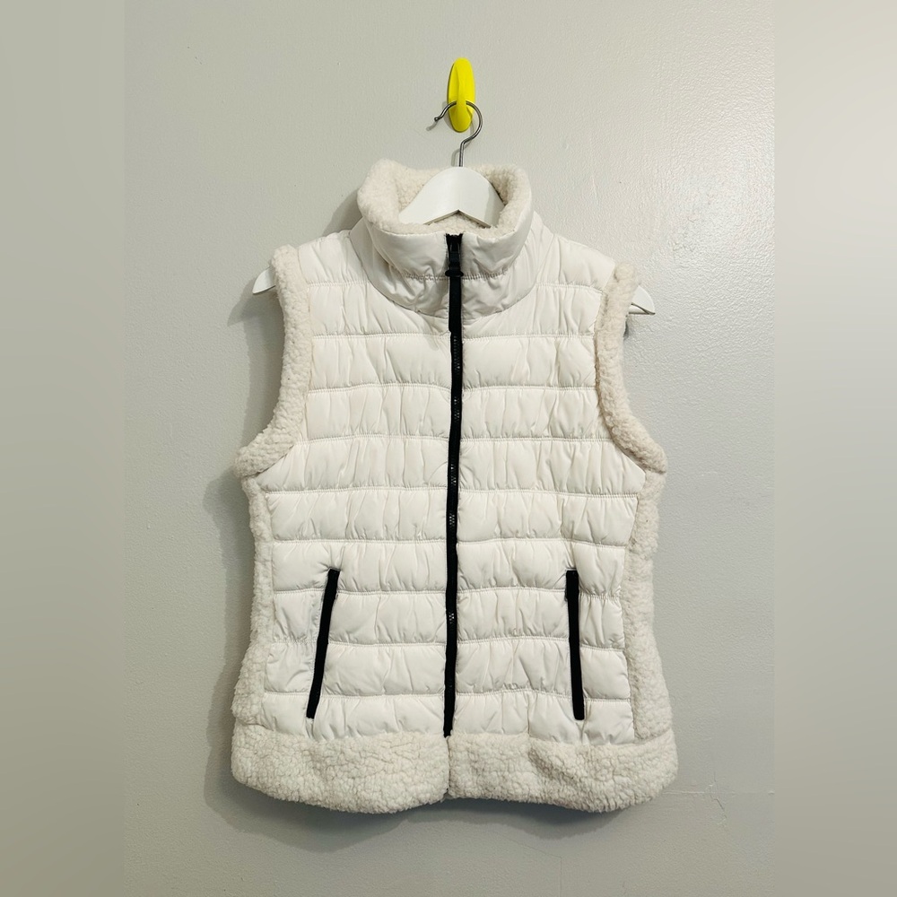 White Calvin Klein Puffer Vest with Sherpa Lining
